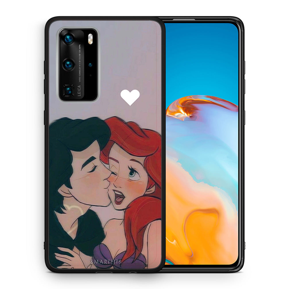 Θήκη Αγίου Βαλεντίνου Huawei P40 Pro Mermaid Love από τη Smartfits με σχέδιο στο πίσω μέρος και μαύρο περίβλημα | Huawei P40 Pro Mermaid Love case with colorful back and black bezels