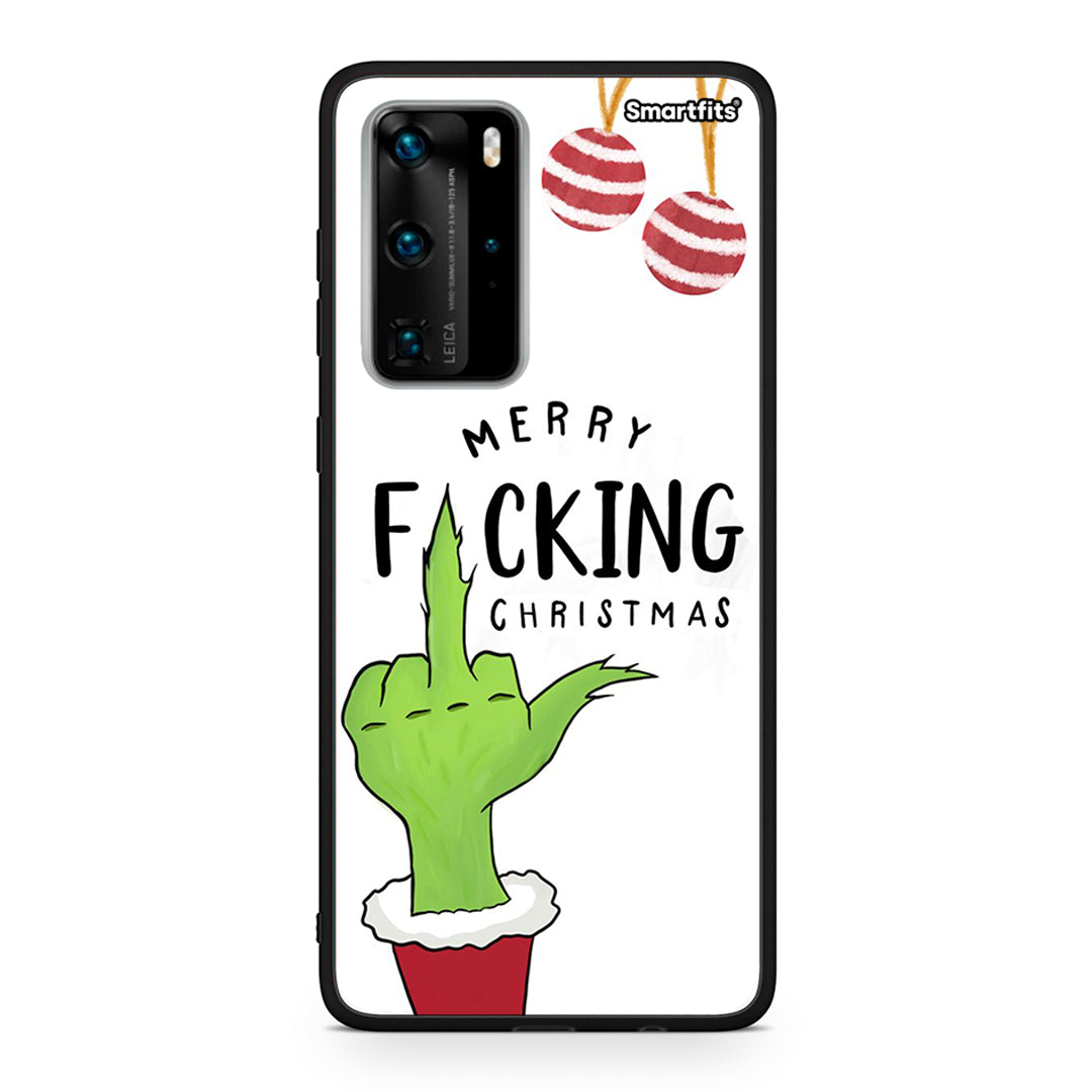 Huawei P40 Pro Merry F Xmas θήκη από τη Smartfits με σχέδιο στο πίσω μέρος και μαύρο περίβλημα | Smartphone case with colorful back and black bezels by Smartfits
