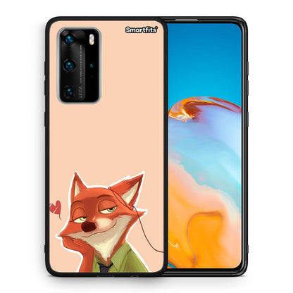Θήκη Huawei P40 Pro Nick Wilde And Judy Hopps Love 1 από τη Smartfits με σχέδιο στο πίσω μέρος και μαύρο περίβλημα | Huawei P40 Pro Nick Wilde And Judy Hopps Love 1 case with colorful back and black bezels
