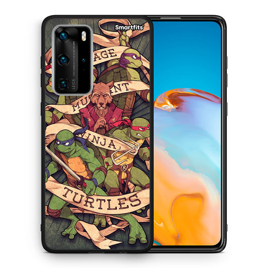 Θήκη Huawei P40 Pro Ninja Turtles από τη Smartfits με σχέδιο στο πίσω μέρος και μαύρο περίβλημα | Huawei P40 Pro Ninja Turtles case with colorful back and black bezels