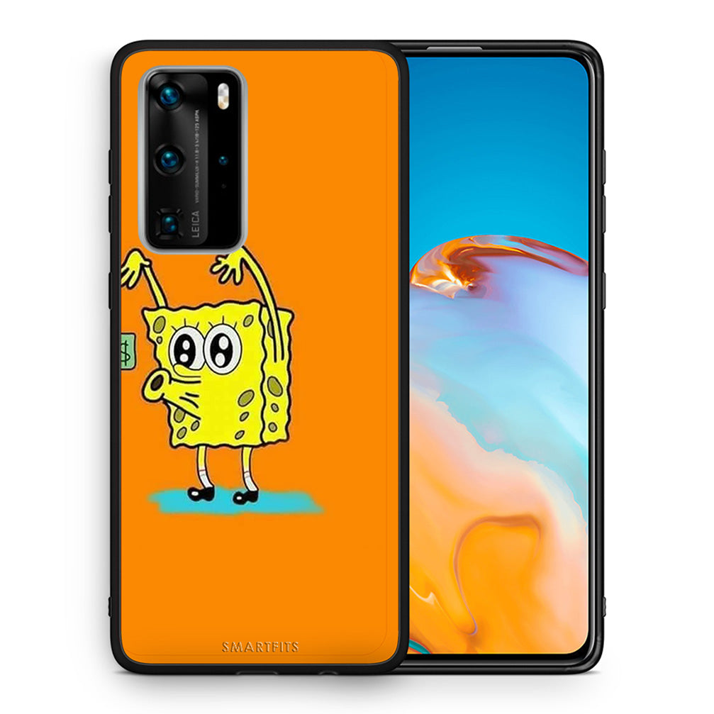 Θήκη Αγίου Βαλεντίνου Huawei P40 Pro No Money 2 από τη Smartfits με σχέδιο στο πίσω μέρος και μαύρο περίβλημα | Huawei P40 Pro No Money 2 case with colorful back and black bezels