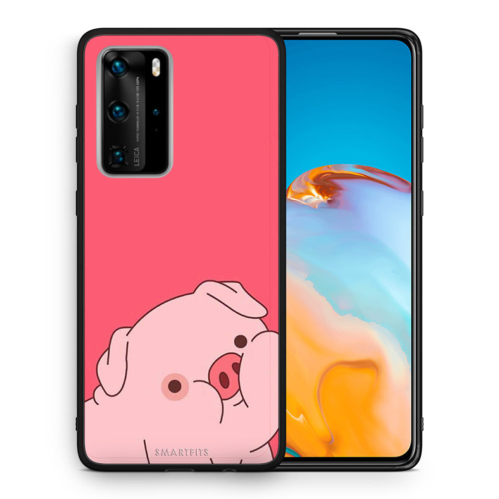 Θήκη Αγίου Βαλεντίνου Huawei P40 Pro Pig Love 1 από τη Smartfits με σχέδιο στο πίσω μέρος και μαύρο περίβλημα | Huawei P40 Pro Pig Love 1 case with colorful back and black bezels
