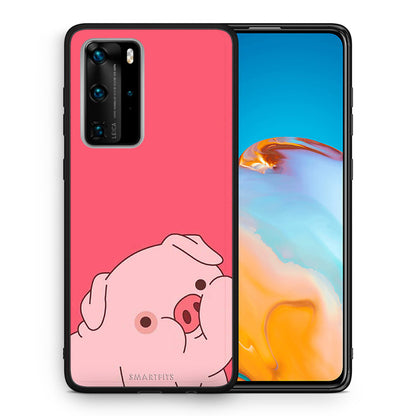 Θήκη Αγίου Βαλεντίνου Huawei P40 Pro Pig Love 1 από τη Smartfits με σχέδιο στο πίσω μέρος και μαύρο περίβλημα | Huawei P40 Pro Pig Love 1 case with colorful back and black bezels