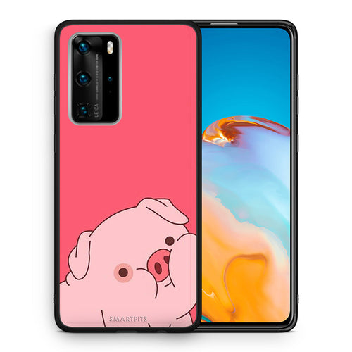 Θήκη Αγίου Βαλεντίνου Huawei P40 Pro Pig Love 1 από τη Smartfits με σχέδιο στο πίσω μέρος και μαύρο περίβλημα | Huawei P40 Pro Pig Love 1 case with colorful back and black bezels