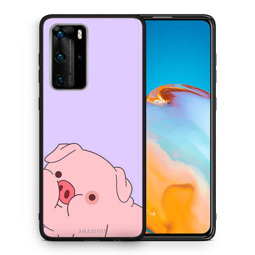 Θήκη Αγίου Βαλεντίνου Huawei P40 Pro Pig Love 2 από τη Smartfits με σχέδιο στο πίσω μέρος και μαύρο περίβλημα | Huawei P40 Pro Pig Love 2 case with colorful back and black bezels