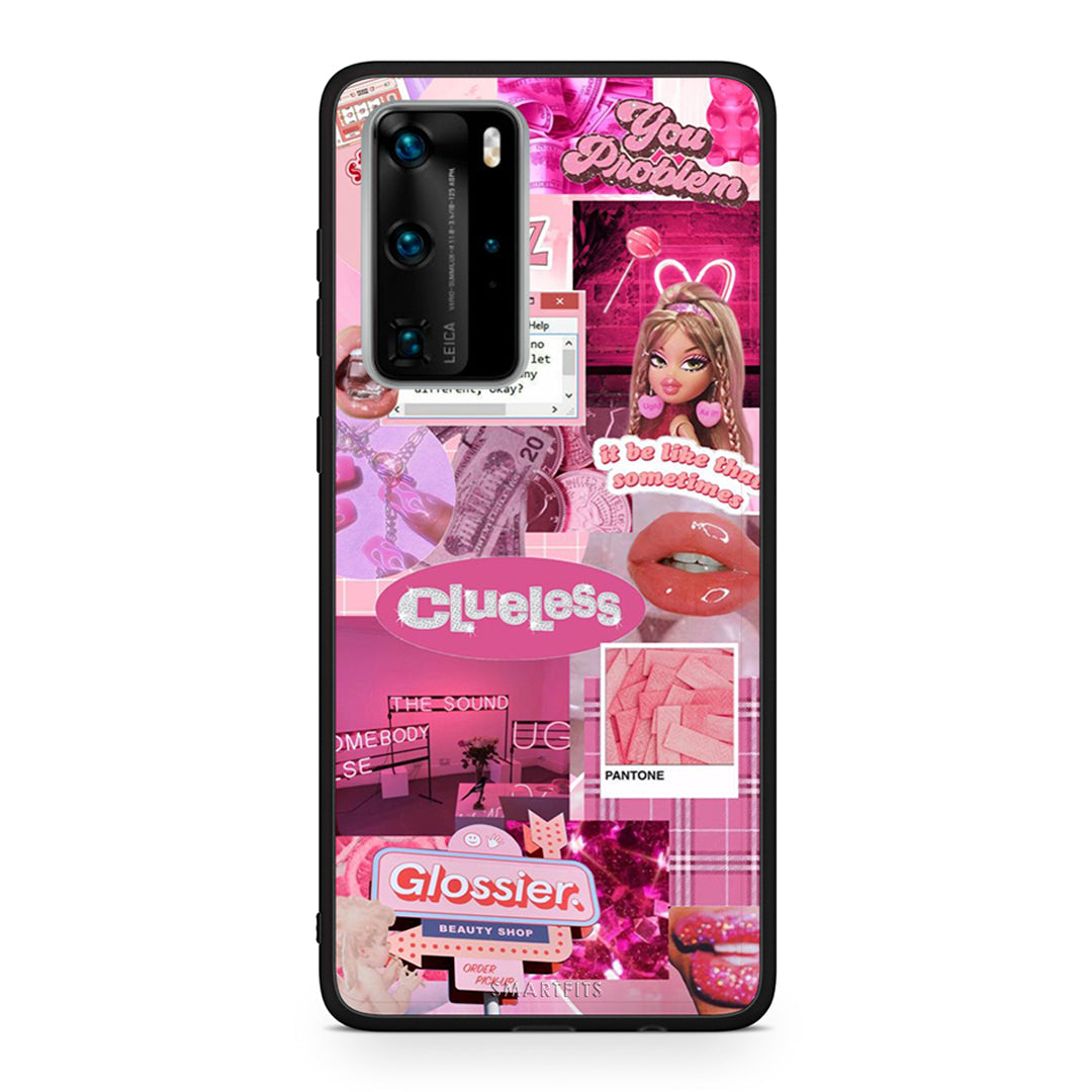 Huawei P40 Pro Pink Love Θήκη Αγίου Βαλεντίνου από τη Smartfits με σχέδιο στο πίσω μέρος και μαύρο περίβλημα | Smartphone case with colorful back and black bezels by Smartfits