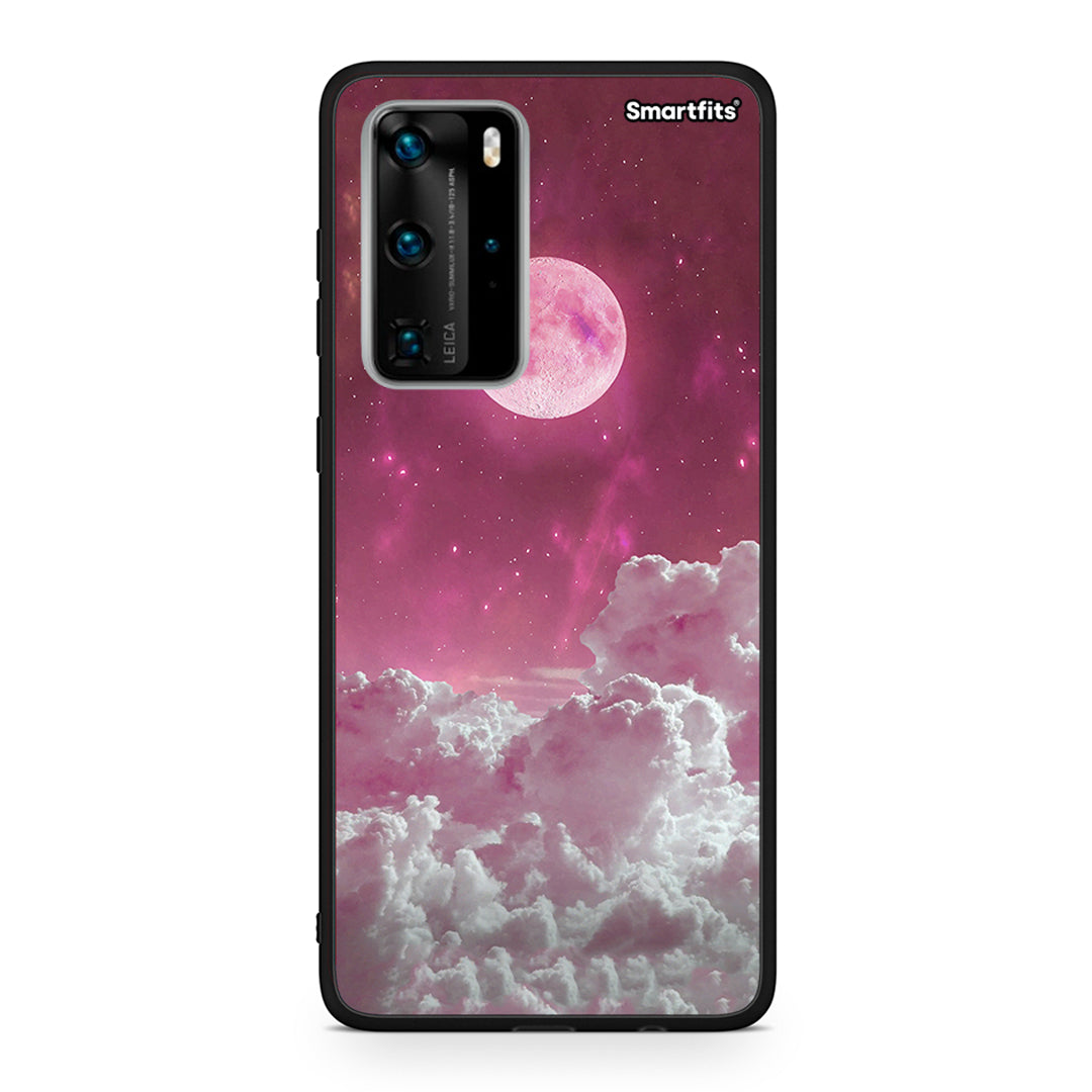 Huawei P40 Pro Pink Moon Θήκη από τη Smartfits με σχέδιο στο πίσω μέρος και μαύρο περίβλημα | Smartphone case with colorful back and black bezels by Smartfits