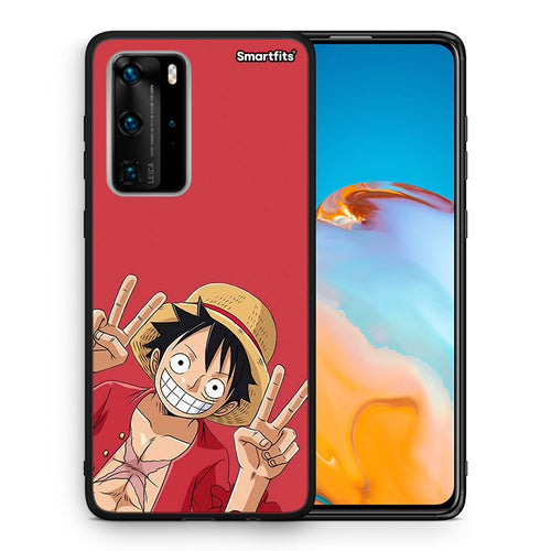 Θήκη Huawei P40 Pro Pirate Luffy από τη Smartfits με σχέδιο στο πίσω μέρος και μαύρο περίβλημα | Huawei P40 Pro Pirate Luffy case with colorful back and black bezels