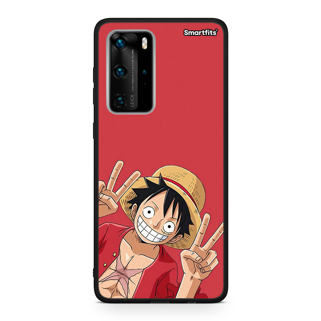 Huawei P40 Pro Pirate Luffy Θήκη από τη Smartfits με σχέδιο στο πίσω μέρος και μαύρο περίβλημα | Smartphone case with colorful back and black bezels by Smartfits