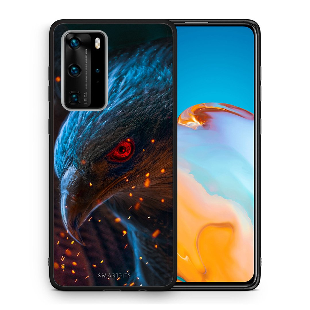 Θήκη Huawei P40 Pro Eagle PopArt από τη Smartfits με σχέδιο στο πίσω μέρος και μαύρο περίβλημα | Huawei P40 Pro Eagle PopArt case with colorful back and black bezels