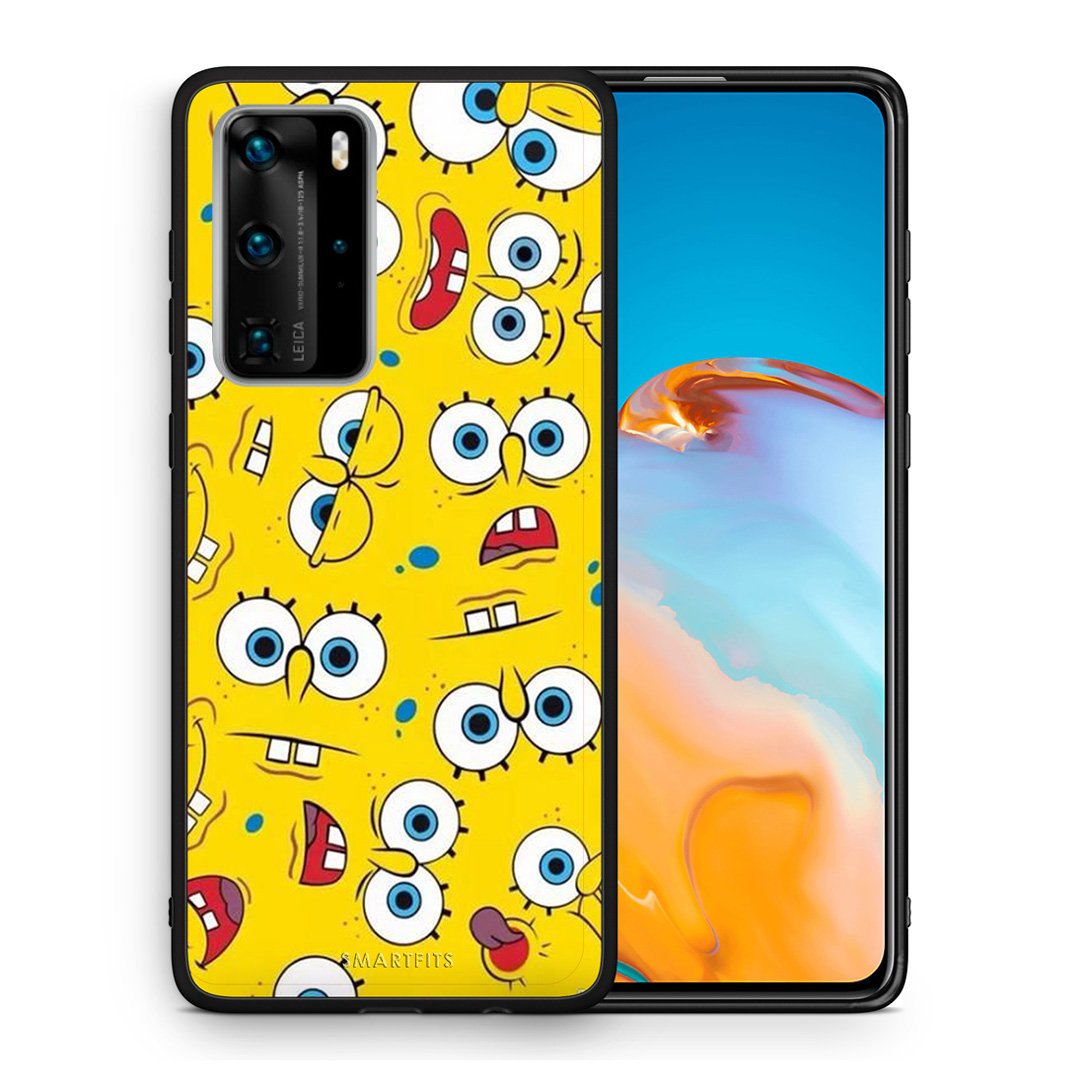 Θήκη Huawei P40 Pro Sponge PopArt από τη Smartfits με σχέδιο στο πίσω μέρος και μαύρο περίβλημα | Huawei P40 Pro Sponge PopArt case with colorful back and black bezels