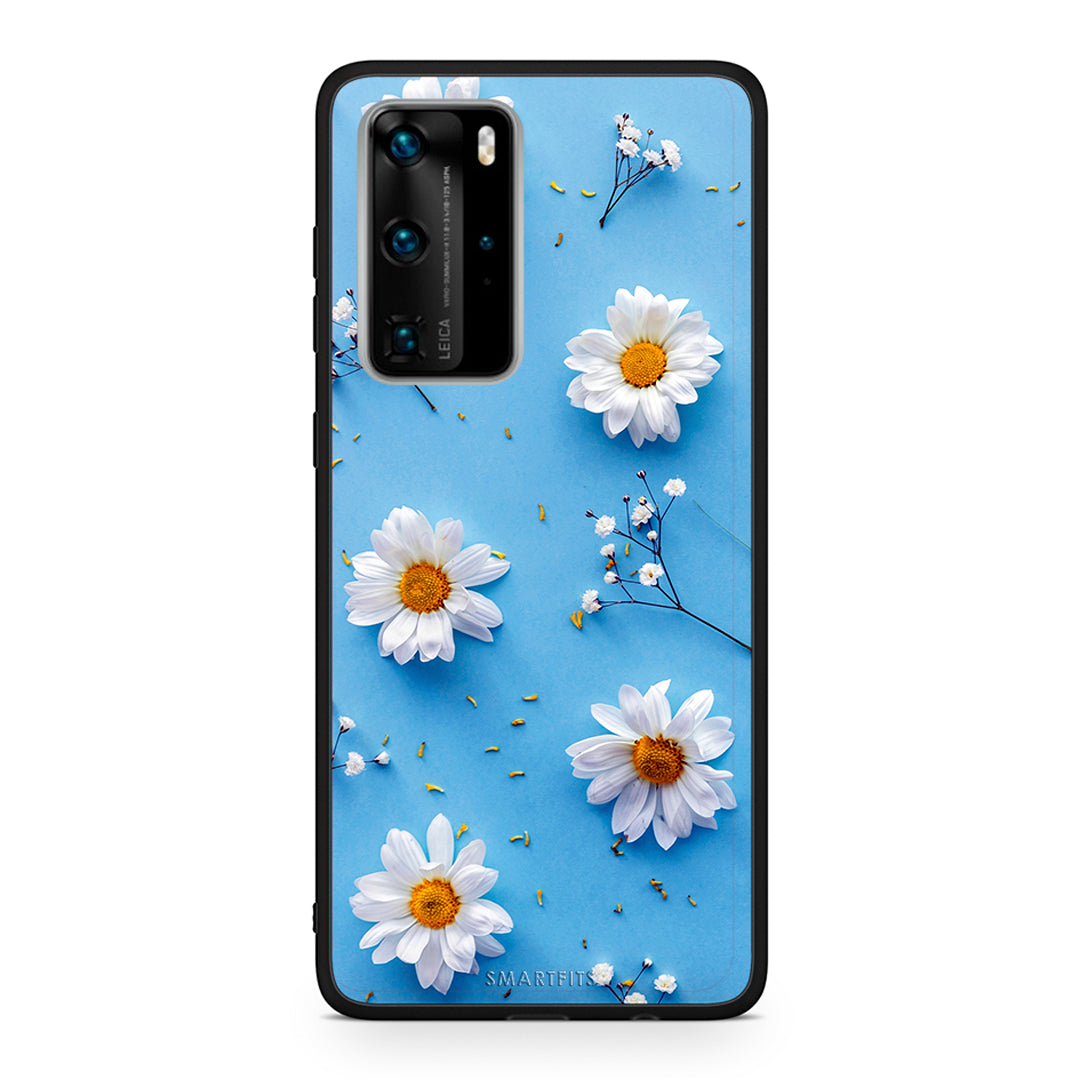 Huawei P40 Pro Real Daisies θήκη από τη Smartfits με σχέδιο στο πίσω μέρος και μαύρο περίβλημα | Smartphone case with colorful back and black bezels by Smartfits