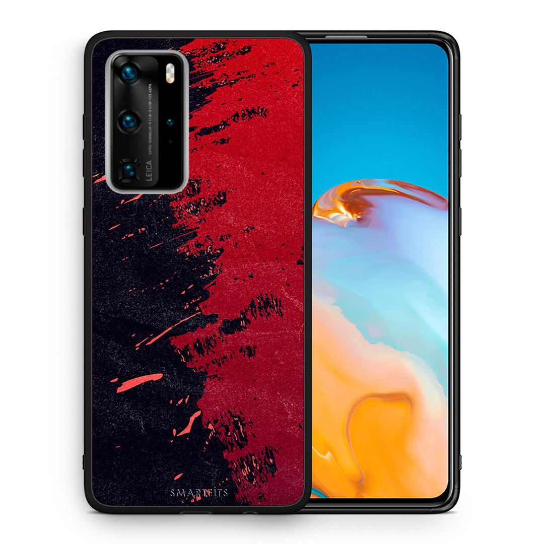 Θήκη Αγίου Βαλεντίνου Huawei P40 Pro Red Paint από τη Smartfits με σχέδιο στο πίσω μέρος και μαύρο περίβλημα | Huawei P40 Pro Red Paint case with colorful back and black bezels