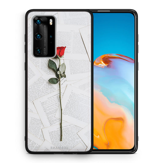 Θήκη Huawei P40 Pro Red Rose από τη Smartfits με σχέδιο στο πίσω μέρος και μαύρο περίβλημα | Huawei P40 Pro Red Rose case with colorful back and black bezels
