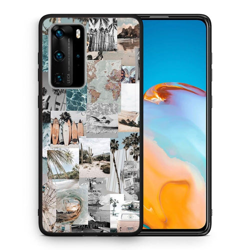 Θήκη Huawei P40 Pro Retro Beach Life από τη Smartfits με σχέδιο στο πίσω μέρος και μαύρο περίβλημα | Huawei P40 Pro Retro Beach Life case with colorful back and black bezels