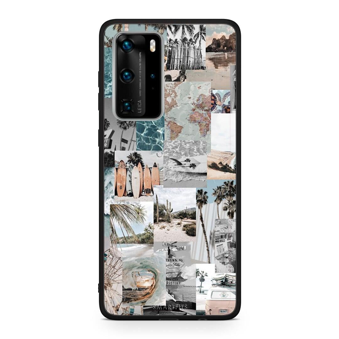 Huawei P40 Pro Retro Beach Life Θήκη από τη Smartfits με σχέδιο στο πίσω μέρος και μαύρο περίβλημα | Smartphone case with colorful back and black bezels by Smartfits