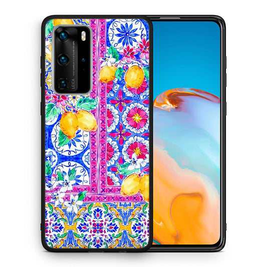 Θήκη Huawei P40 Pro Retro Spring από τη Smartfits με σχέδιο στο πίσω μέρος και μαύρο περίβλημα | Huawei P40 Pro Retro Spring case with colorful back and black bezels
