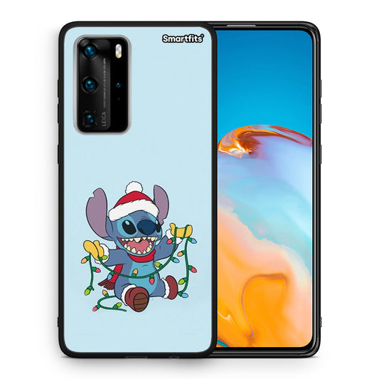 Θήκη Huawei P40 Pro Santa Stich από τη Smartfits με σχέδιο στο πίσω μέρος και μαύρο περίβλημα | Huawei P40 Pro Santa Stich case with colorful back and black bezels