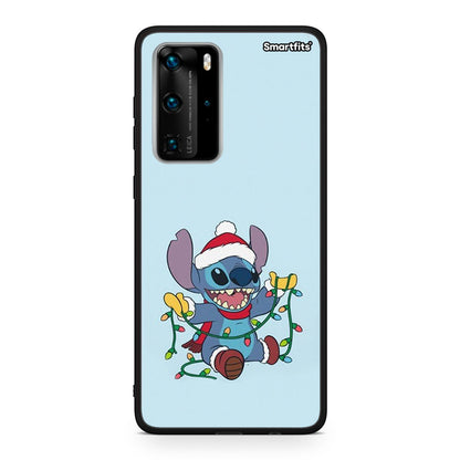 Huawei P40 Pro Santa Stich θήκη από τη Smartfits με σχέδιο στο πίσω μέρος και μαύρο περίβλημα | Smartphone case with colorful back and black bezels by Smartfits