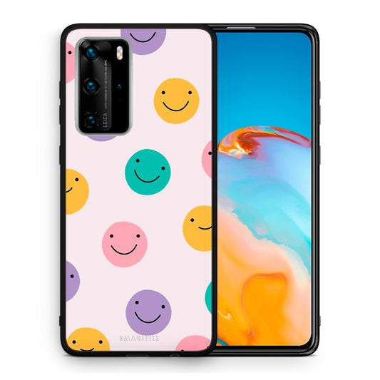 Θήκη Huawei P40 Pro Smiley Faces από τη Smartfits με σχέδιο στο πίσω μέρος και μαύρο περίβλημα | Huawei P40 Pro Smiley Faces case with colorful back and black bezels
