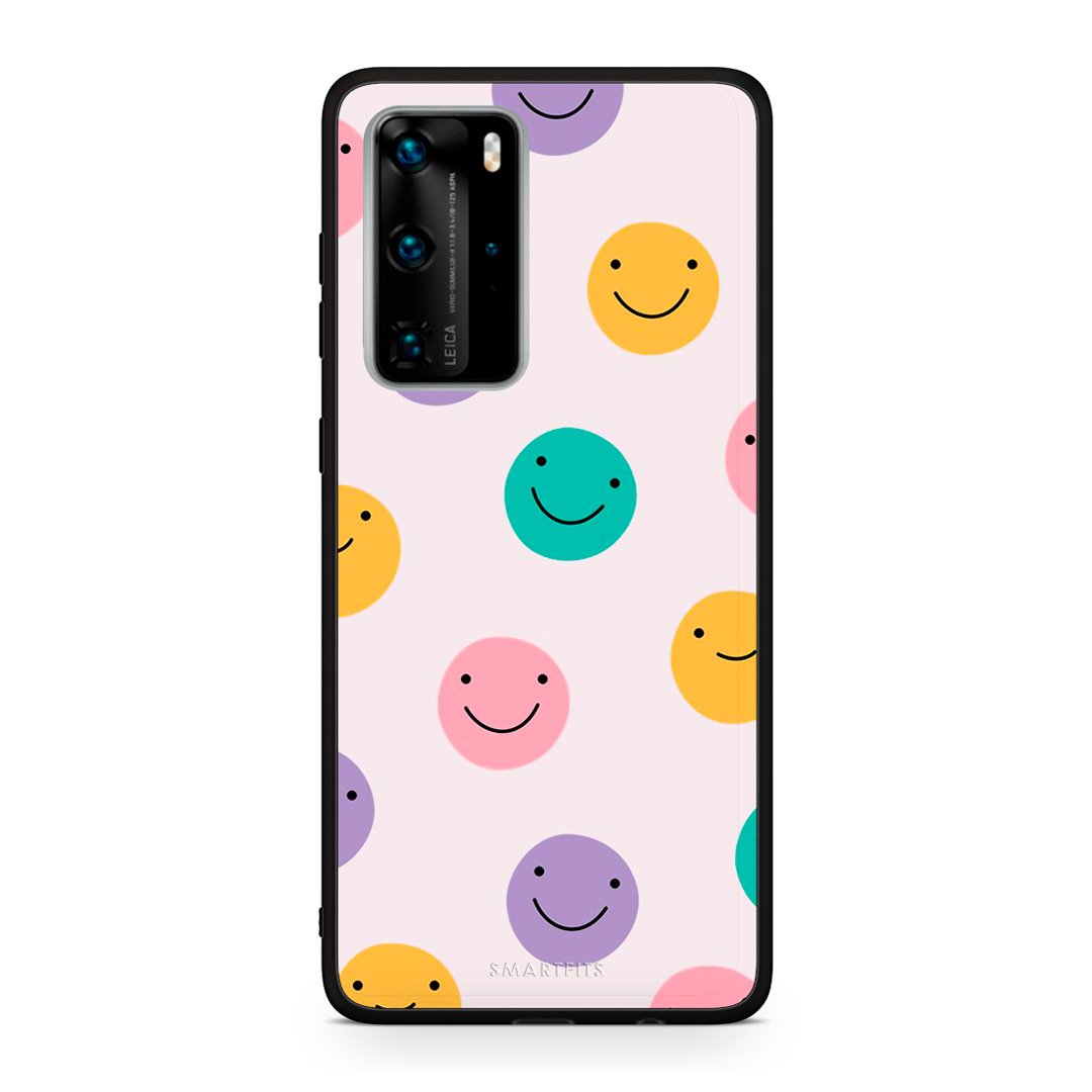 Huawei P40 Pro Smiley Faces θήκη από τη Smartfits με σχέδιο στο πίσω μέρος και μαύρο περίβλημα | Smartphone case with colorful back and black bezels by Smartfits