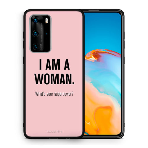 Θήκη Huawei P40 Pro Superpower Woman από τη Smartfits με σχέδιο στο πίσω μέρος και μαύρο περίβλημα | Huawei P40 Pro Superpower Woman case with colorful back and black bezels