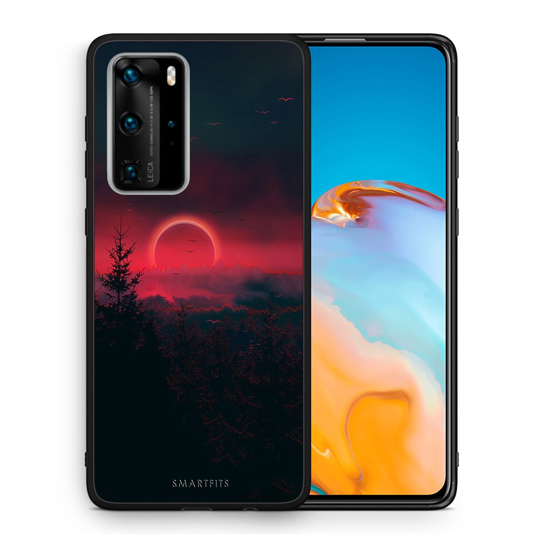 Θήκη Huawei P40 Pro Sunset Tropic από τη Smartfits με σχέδιο στο πίσω μέρος και μαύρο περίβλημα | Huawei P40 Pro Sunset Tropic case with colorful back and black bezels