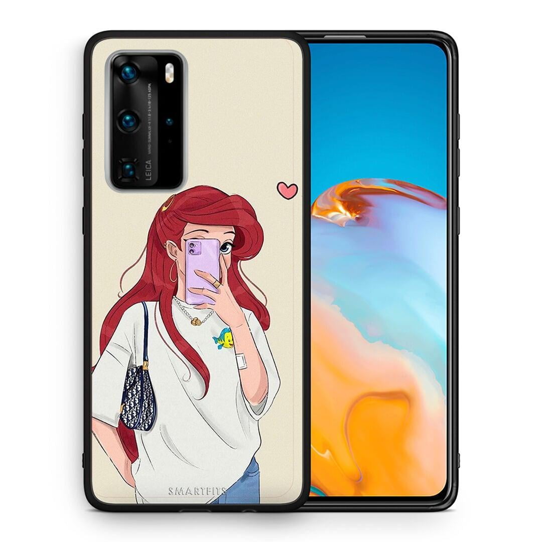 Θήκη Huawei P40 Pro Walking Mermaid από τη Smartfits με σχέδιο στο πίσω μέρος και μαύρο περίβλημα | Huawei P40 Pro Walking Mermaid case with colorful back and black bezels