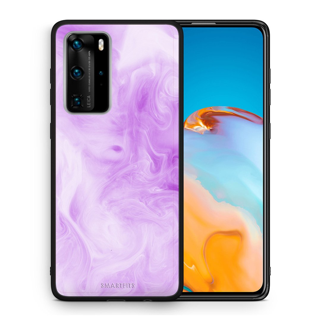 Θήκη Huawei P40 Pro Lavender Watercolor από τη Smartfits με σχέδιο στο πίσω μέρος και μαύρο περίβλημα | Huawei P40 Pro Lavender Watercolor case with colorful back and black bezels