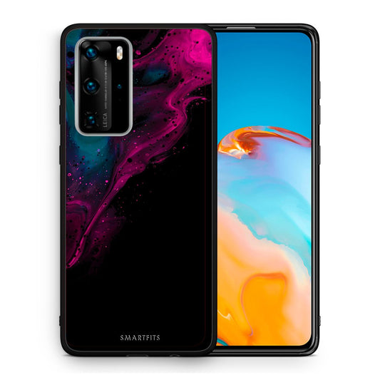 Θήκη Huawei P40 Pro Pink Black Watercolor από τη Smartfits με σχέδιο στο πίσω μέρος και μαύρο περίβλημα | Huawei P40 Pro Pink Black Watercolor case with colorful back and black bezels