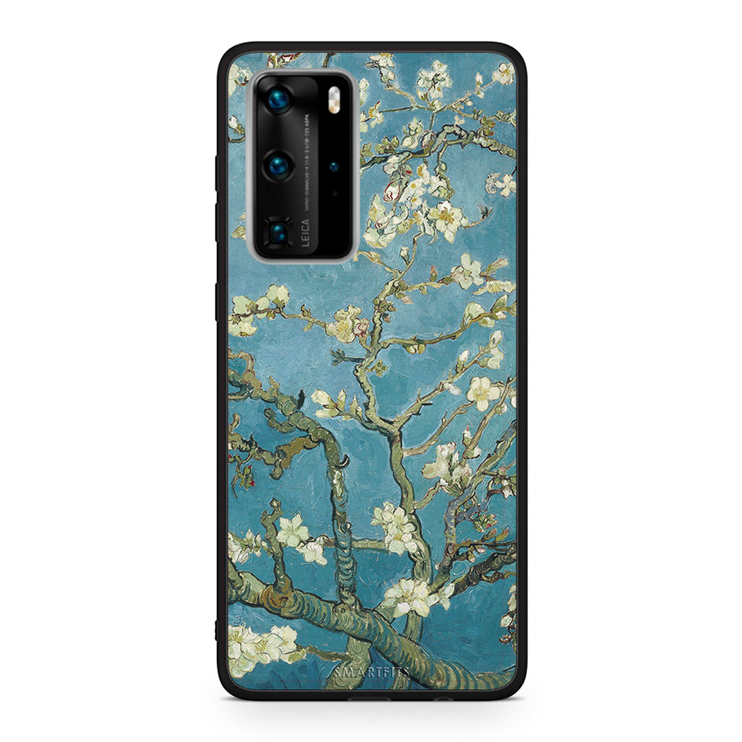 Huawei P40 Pro White Blossoms θήκη από τη Smartfits με σχέδιο στο πίσω μέρος και μαύρο περίβλημα | Smartphone case with colorful back and black bezels by Smartfits
