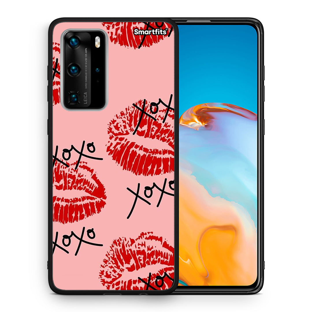 Θήκη Huawei P40 Pro XOXO Lips από τη Smartfits με σχέδιο στο πίσω μέρος και μαύρο περίβλημα | Huawei P40 Pro XOXO Lips case with colorful back and black bezels
