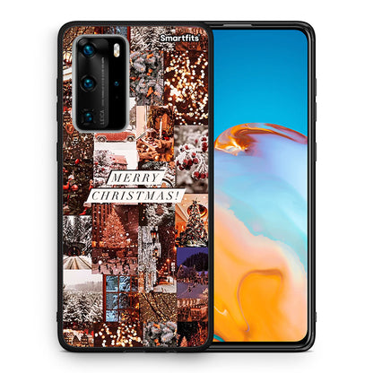 Θήκη Huawei P40 Pro Xmas Collage από τη Smartfits με σχέδιο στο πίσω μέρος και μαύρο περίβλημα | Huawei P40 Pro Xmas Collage case with colorful back and black bezels