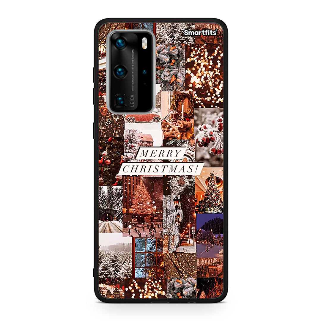 Huawei P40 Pro Xmas Collage θήκη από τη Smartfits με σχέδιο στο πίσω μέρος και μαύρο περίβλημα | Smartphone case with colorful back and black bezels by Smartfits
