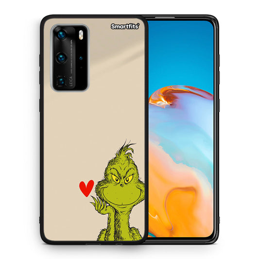 Θήκη Huawei P40 Pro Xmas Grinch από τη Smartfits με σχέδιο στο πίσω μέρος και μαύρο περίβλημα | Huawei P40 Pro Xmas Grinch case with colorful back and black bezels