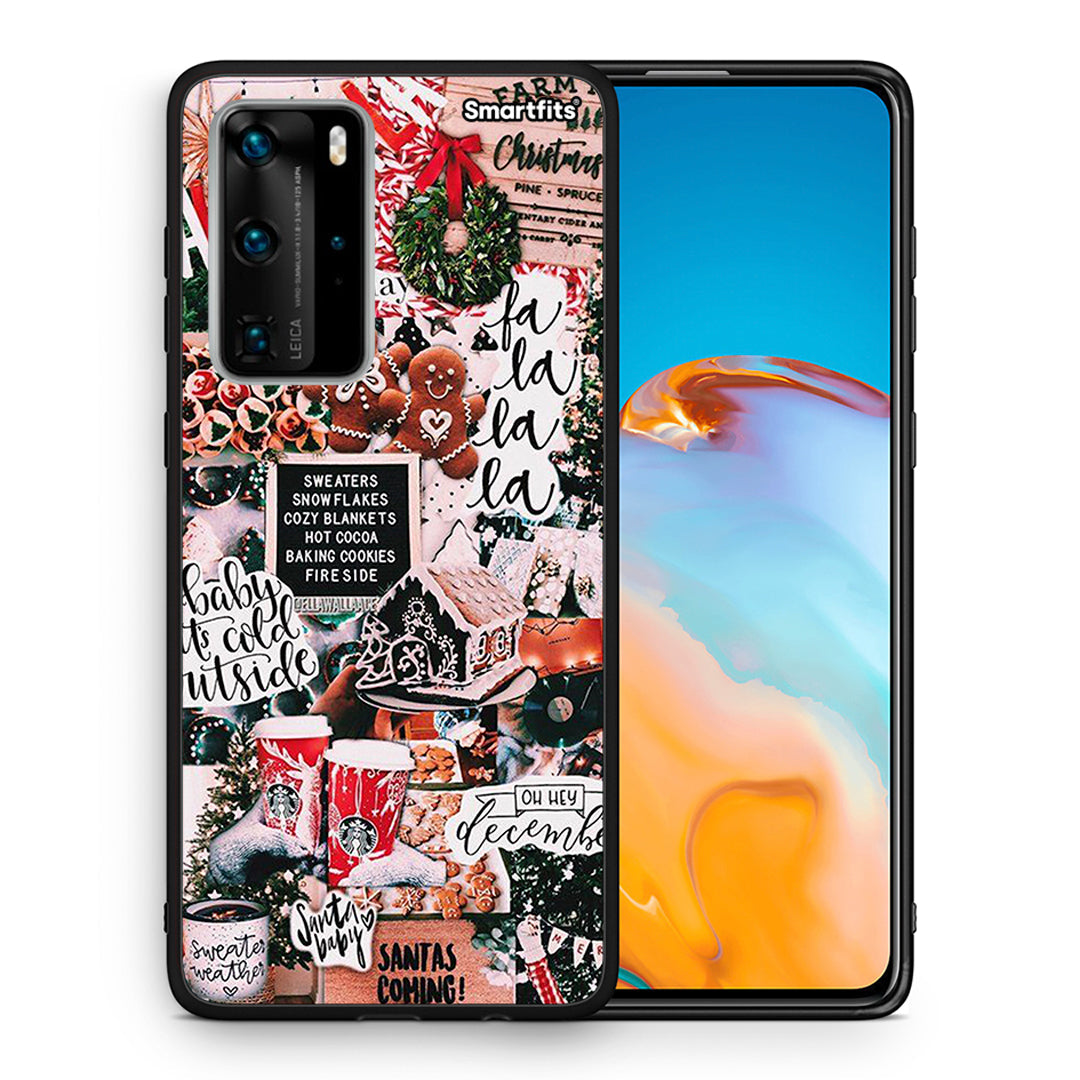 Θήκη Huawei P40 Pro Xmas Habbits από τη Smartfits με σχέδιο στο πίσω μέρος και μαύρο περίβλημα | Huawei P40 Pro Xmas Habbits case with colorful back and black bezels