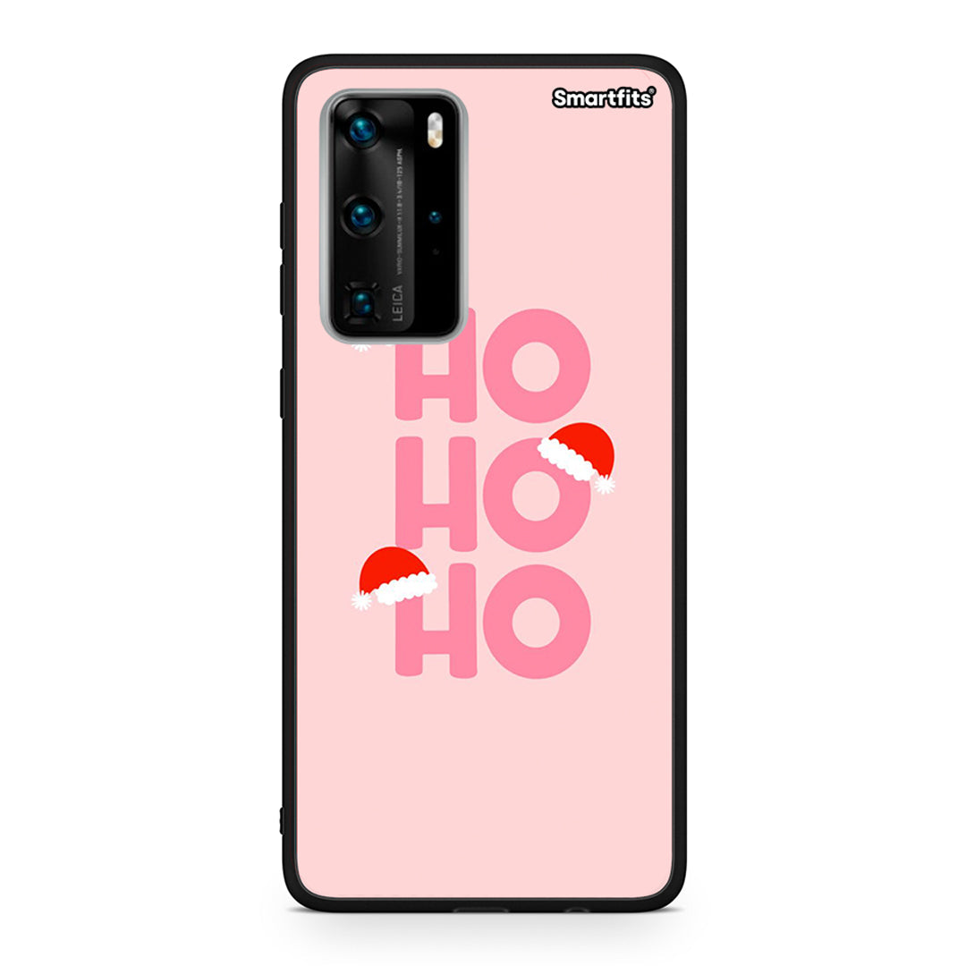 Huawei P40 Pro Xmas Ho Ho Ho θήκη από τη Smartfits με σχέδιο στο πίσω μέρος και μαύρο περίβλημα | Smartphone case with colorful back and black bezels by Smartfits