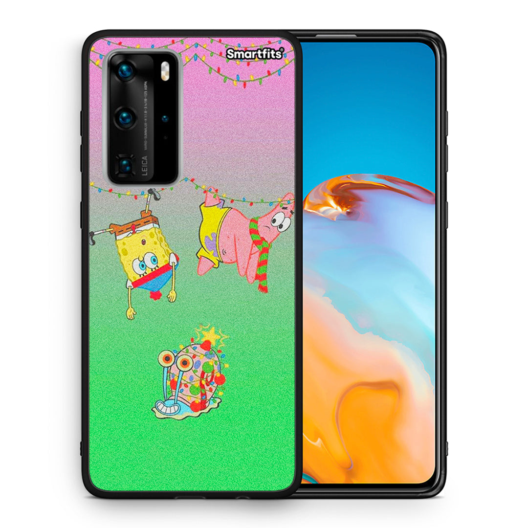 Θήκη Huawei P40 Pro Xmas Lights από τη Smartfits με σχέδιο στο πίσω μέρος και μαύρο περίβλημα | Huawei P40 Pro Xmas Lights case with colorful back and black bezels