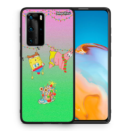 Θήκη Huawei P40 Pro Xmas Lights από τη Smartfits με σχέδιο στο πίσω μέρος και μαύρο περίβλημα | Huawei P40 Pro Xmas Lights case with colorful back and black bezels