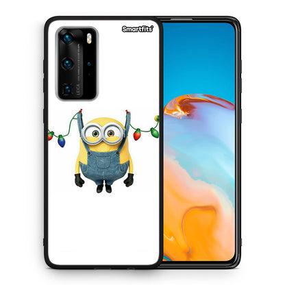 Θήκη Huawei P40 Pro Xmas Minion Lights από τη Smartfits με σχέδιο στο πίσω μέρος και μαύρο περίβλημα | Huawei P40 Pro Xmas Minion Lights case with colorful back and black bezels