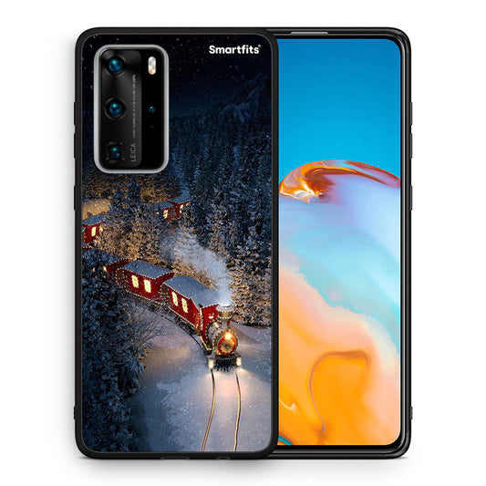 Θήκη Huawei P40 Pro Xmas Train από τη Smartfits με σχέδιο στο πίσω μέρος και μαύρο περίβλημα | Huawei P40 Pro Xmas Train case with colorful back and black bezels