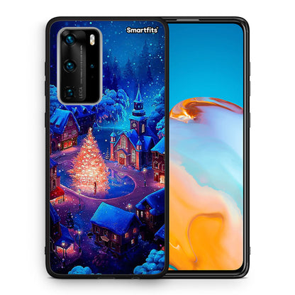 Θήκη Huawei P40 Pro Xmas Village από τη Smartfits με σχέδιο στο πίσω μέρος και μαύρο περίβλημα | Huawei P40 Pro Xmas Village case with colorful back and black bezels