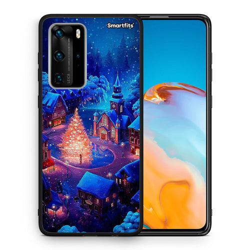 Θήκη Huawei P40 Pro Xmas Village από τη Smartfits με σχέδιο στο πίσω μέρος και μαύρο περίβλημα | Huawei P40 Pro Xmas Village case with colorful back and black bezels