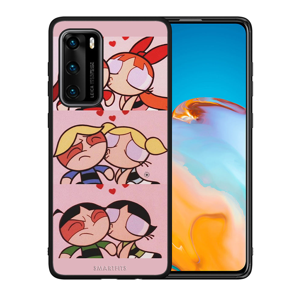 Θήκη Αγίου Βαλεντίνου Huawei P40 Puff Love από τη Smartfits με σχέδιο στο πίσω μέρος και μαύρο περίβλημα | Huawei P40 Puff Love case with colorful back and black bezels