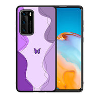 Thumbnail for Θήκη Αγίου Βαλεντίνου Huawei P40 Purple Mariposa από τη Smartfits με σχέδιο στο πίσω μέρος και μαύρο περίβλημα | Huawei P40 Purple Mariposa case with colorful back and black bezels
