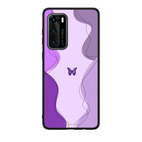 Thumbnail for Huawei P40 Purple Mariposa Θήκη Αγίου Βαλεντίνου από τη Smartfits με σχέδιο στο πίσω μέρος και μαύρο περίβλημα | Smartphone case with colorful back and black bezels by Smartfits
