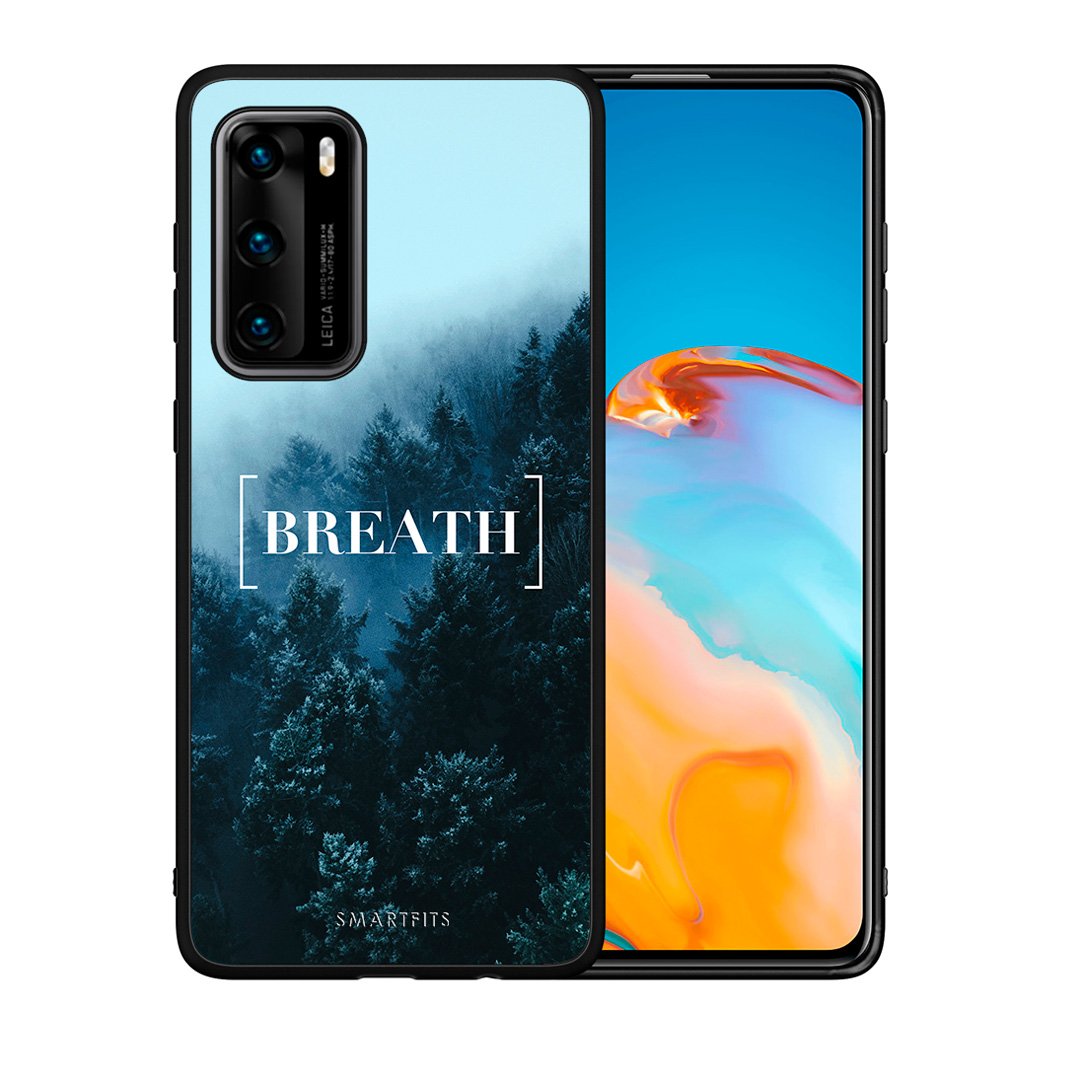 Θήκη Huawei P40 Breath Quote από τη Smartfits με σχέδιο στο πίσω μέρος και μαύρο περίβλημα | Huawei P40 Breath Quote case with colorful back and black bezels