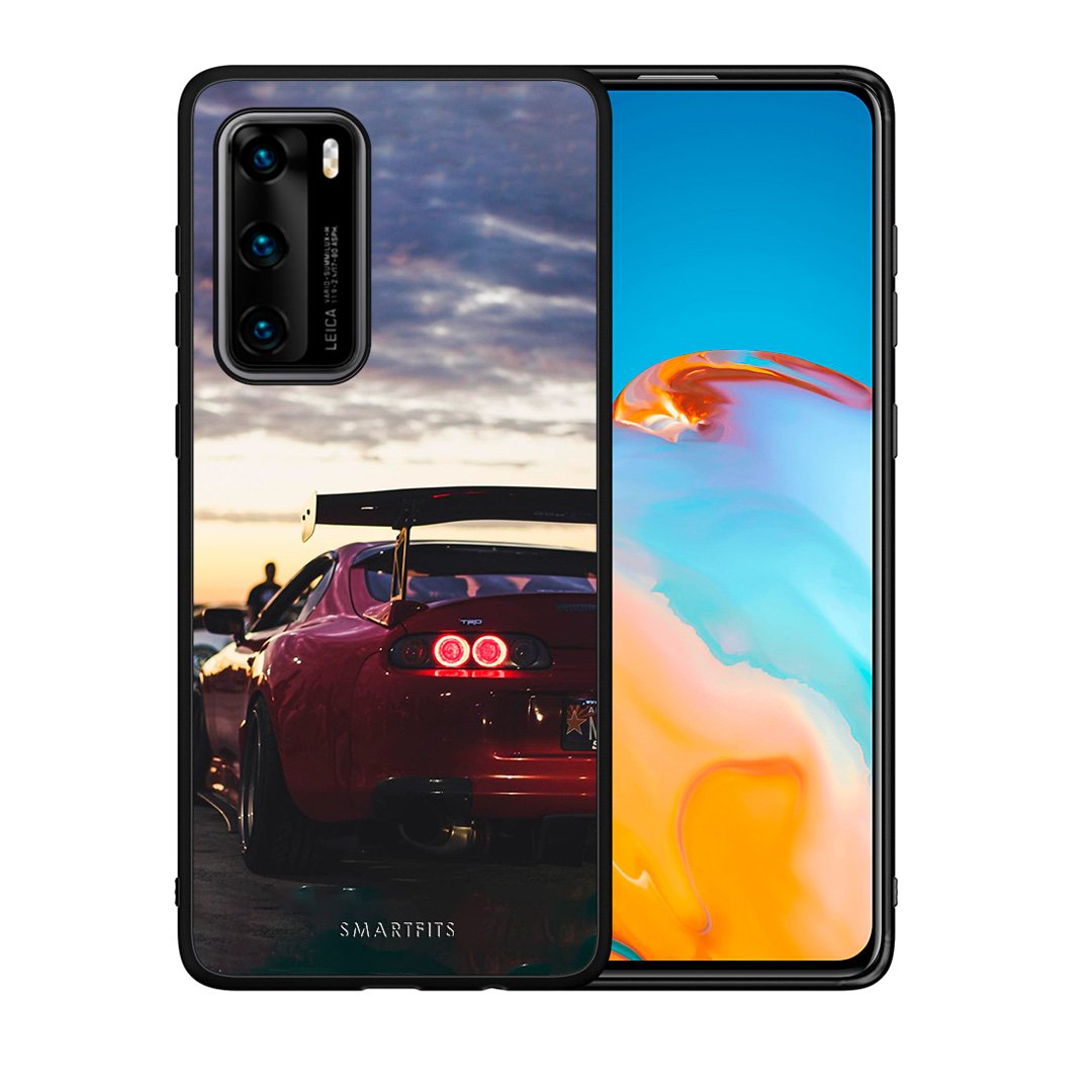 Θήκη Huawei P40 Racing Supra από τη Smartfits με σχέδιο στο πίσω μέρος και μαύρο περίβλημα | Huawei P40 Racing Supra case with colorful back and black bezels