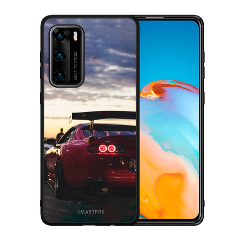 Θήκη Huawei P40 Racing Supra από τη Smartfits με σχέδιο στο πίσω μέρος και μαύρο περίβλημα | Huawei P40 Racing Supra case with colorful back and black bezels
