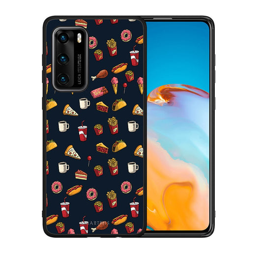 Θήκη Huawei P40 Hungry Random από τη Smartfits με σχέδιο στο πίσω μέρος και μαύρο περίβλημα | Huawei P40 Hungry Random case with colorful back and black bezels